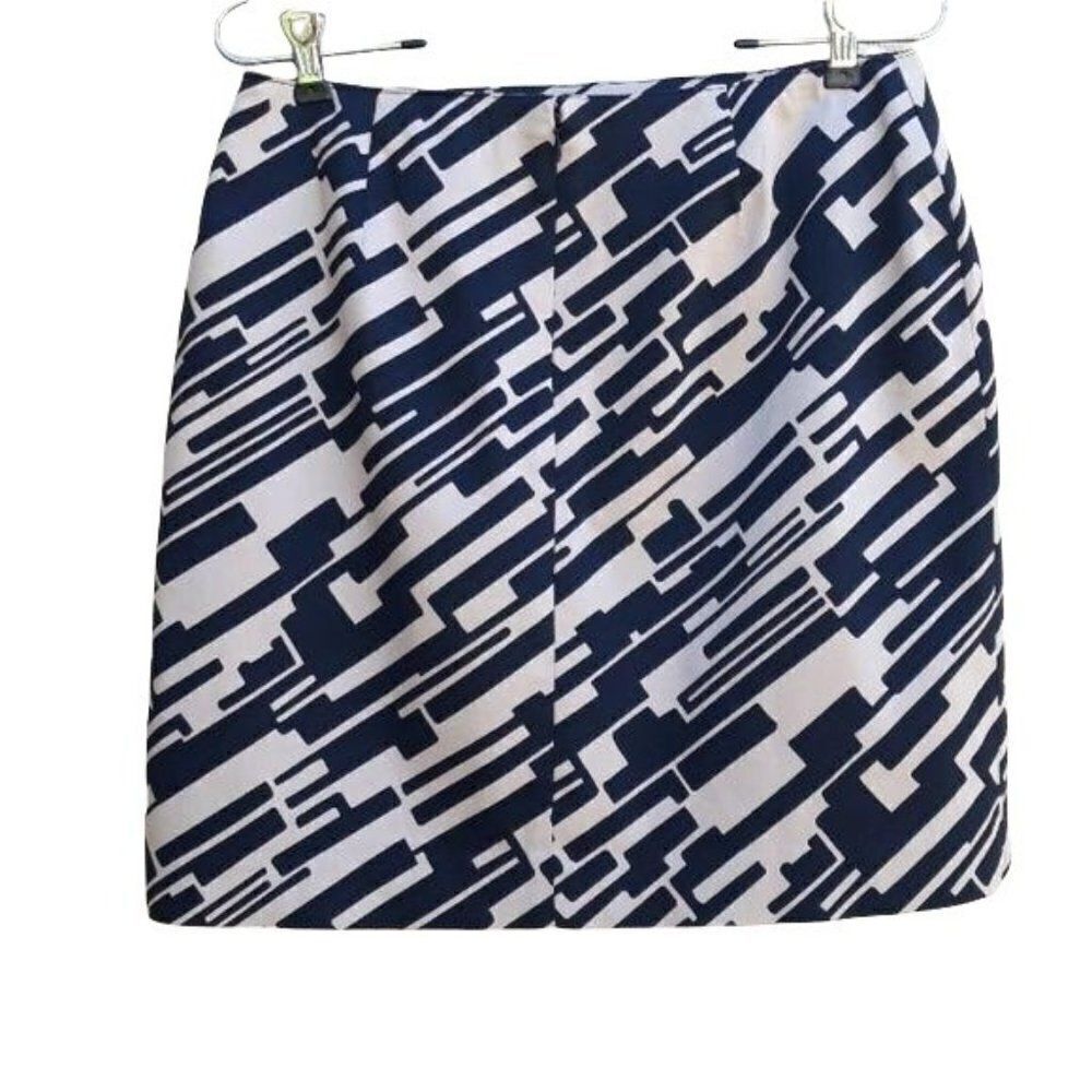 INC Cotton Digi Abstract Geometric Stretch Mini Pencil Skirt Black Tan Sz 6